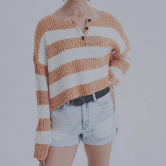 ae cropped rib knit pullover sweater